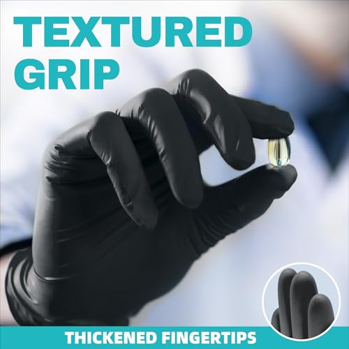Beastek Black Disposable Nitrile Exam Gloves 100 Pcs 4Mil Chemical Resistant Powder-Free Latex-Free Food Safe Medical Cooking