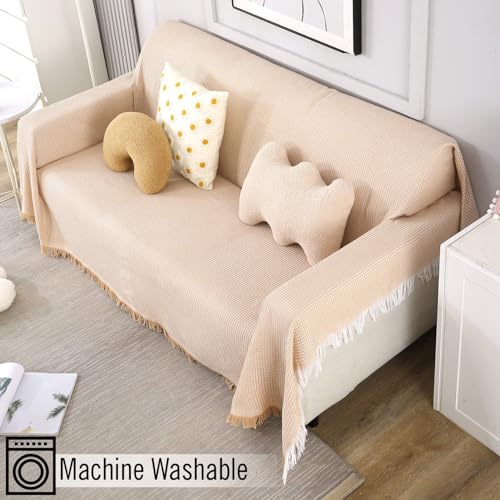 Image of HOKIPO Polyster Cotton Sofa Couch Slipcover 3 Seater, 180 (D) x 300 (L) cm (NEW-AR-4641-N3)