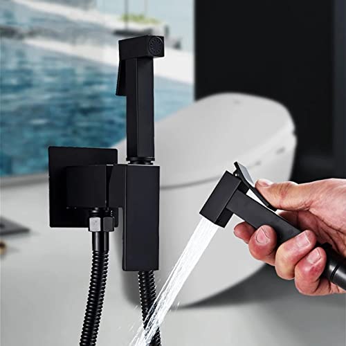 Grifería de bidet empotrada de latón resistente con acabado gris de alta gama 3