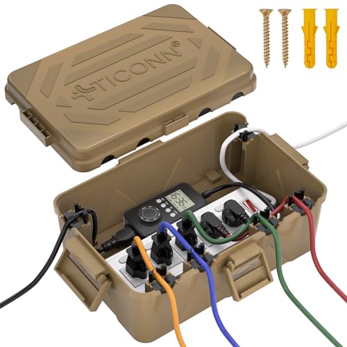 TICONN Outdoor Electrical Box, IP54 Splash-Proof Outdoor Extension Cord Cover,
