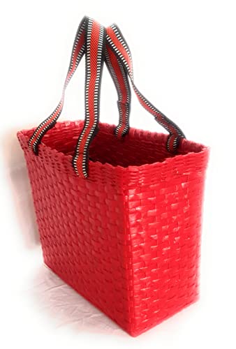 Image of Paperus, Medium, Red, Lunch Bag, Tiffin Basket for Office, Handbag, Carry Bag, Travel Bag, Eco-Friendly, Handmade, of Paper Ropes, in Inches 11 Height, 12 Length & 6 Wide Base