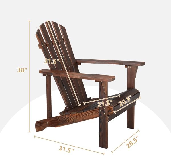 Outdoor Garden with Footstool Wooden Single Chair Carbonized Color,Outdoor Wooden Accent Lounge Chairs for Yard, Garden, Patio