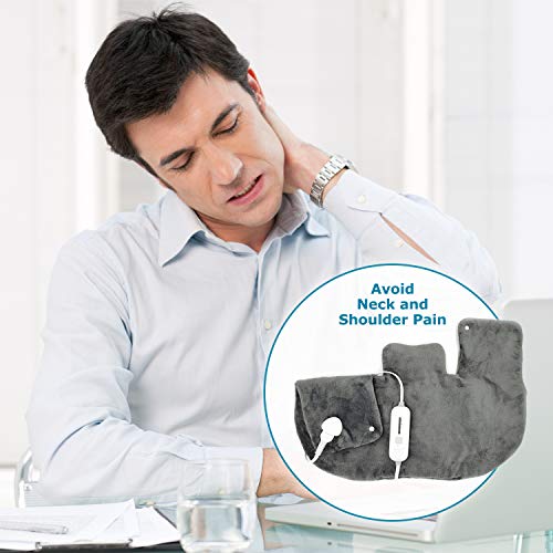 Electric Neck and Shoulder Warmer Heating Pad (18”x25”) Gray - Fast-Heating Technology, 3 Heat Settings, Moist Heat Therapy Option, Fast Heating, Convenient Storage Bag - Thumbnail 6
