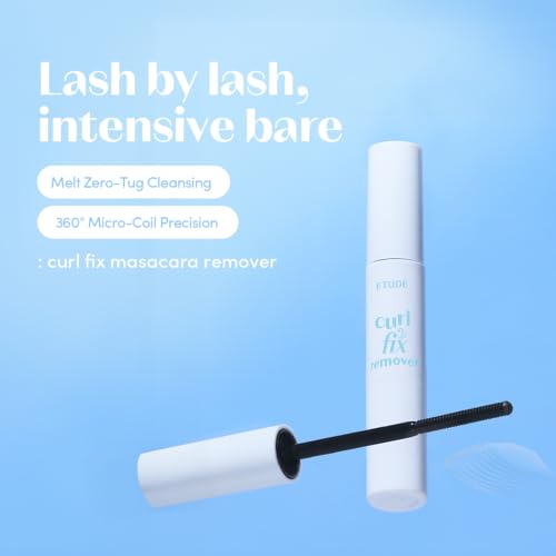 Image of ETUDE Curl Fix Mascara Remover, Waterproof Mascara Remover for Curl Fix & Dr. Mascara Fixer, for stubborn mascara, Lash-Caring Formula with Biotin & Argan Oil, 0.3 oz / 8 g