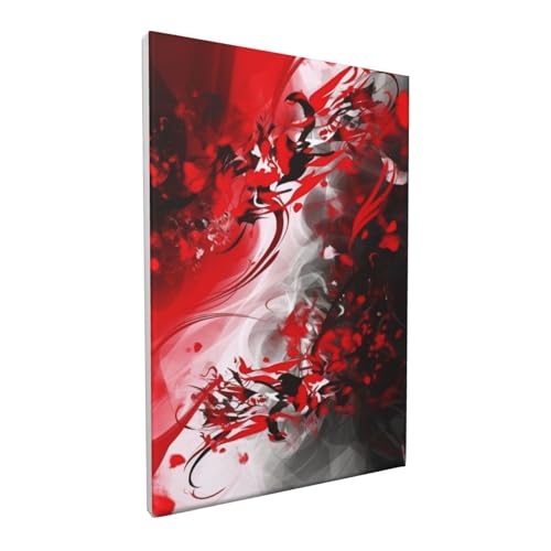 Tableau abstrait rouge et noir pour décoration salon et chambre
