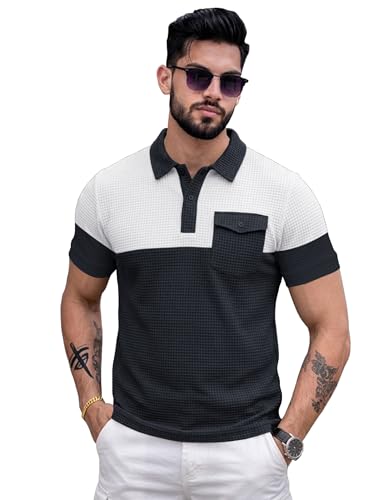 Image of EYEBOGLER Premium Textured Self-Design Half Sleeve Collar Polo T-Shirt for Men || Packs Also Available