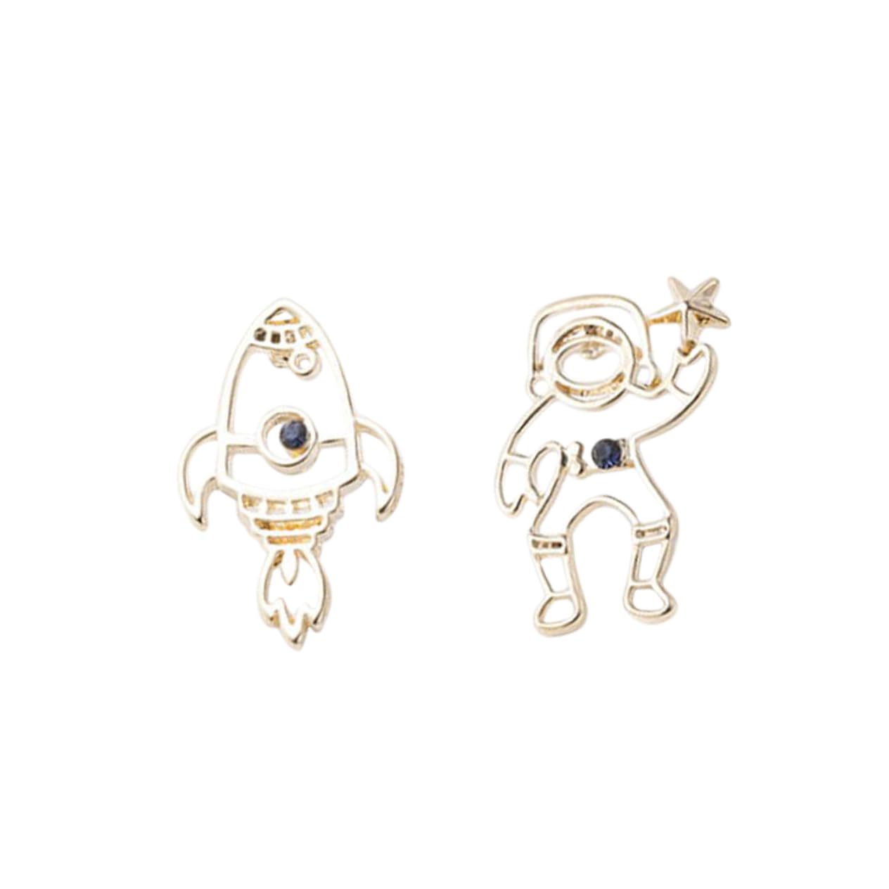 Bijoux astronaute rocket oreille en métal moutons d'oreille de mode - 8