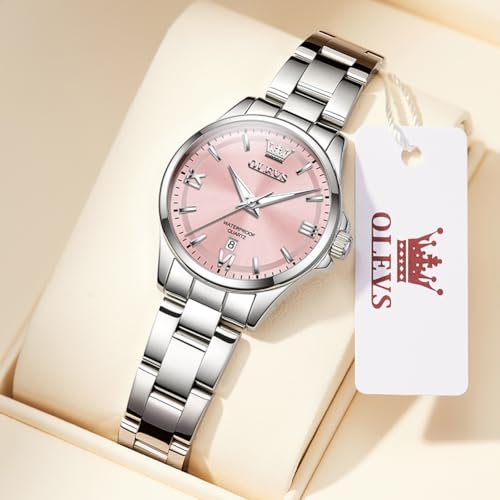 Image of OLEVS Watches for Women Luxury Elegant Stainless Steel Waterproof Luminous Diamond Women's Fashion Watch Ladies Watches for Small Wrists