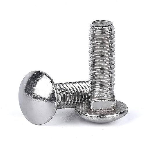 Cilky 2pcs Square Root Round Head Bolt M10 Carriage Bolt Neck Carriage Bolt 304 Stainless Steel Round Head Square Neck Metal Screws(M10*50)