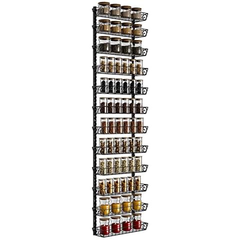SWOMMOLY Adjustable Wall Mount Spice Rack Organizer Cover