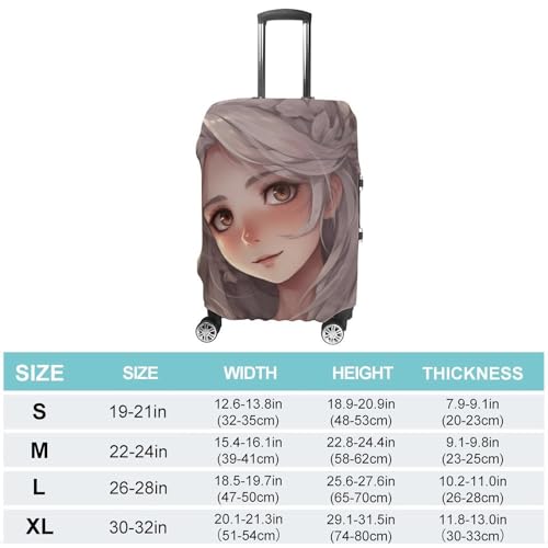 Travel Luggage Cover Elastic Suitcase Protector Anti-Scratch Washable White Hair Anime Girl Luggage Sleeve Tsa Approved Carry on Covers Baggage Cover Fits 18-32 Inch Luggages2