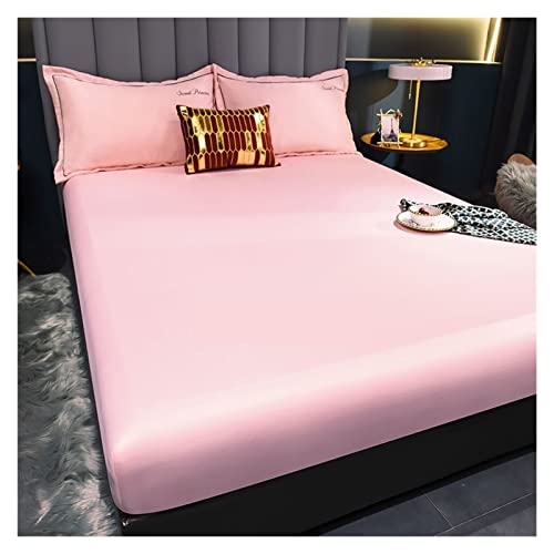 GMGQJST Sabanas Seda Sábana Bajera elástica, Funda Protectora for colchón, Colcha de satén, Ropa de Cama, sábana de rayón, Individual, Doble, Queen, King, tamaño 90(Picture color-05,150x200x25cm 1pc)