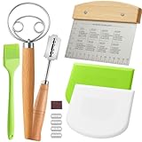 BOORIKA Sourdough Bread Baking Tool Set with Danish Dough Whisk, Bread Lame & Blades, Bench Scraper, Dough Scrapers and Silicone Brush – Sourdough Starter Kit