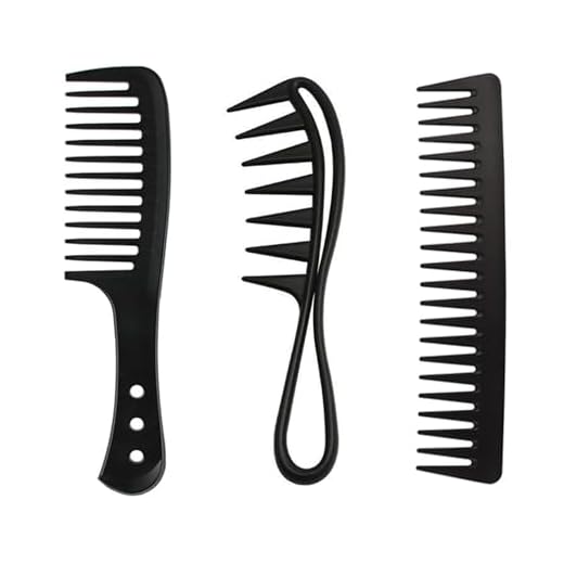 Eupneicu Peine De Dientes Anchos[3 Piezas], Peine De Carbono Antiestático, Peines De Peluqueria Profesional, Para Pelo Largo Mojado O Rizado
