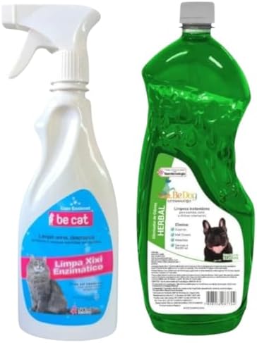Kit 1 Limpa Xixi Enzimático Gato 500ml + 1 Desinfetante 2L - Herb...