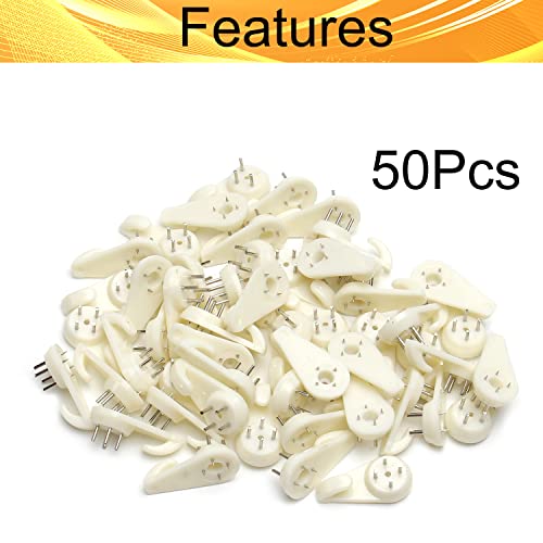Image of Picture Hangers Ceiling Hooks Professional Photo Frame Hooks Kit with Nails for Hanging Plants Mugs Wind Chimes Utensils White 50PCS