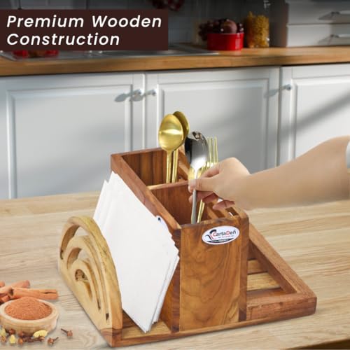 Image of CARTADEN Utensil Caddy Stand /Picnic Cutlery Holder /Silverware Caddy for Countertop / /Flatware Organizer /Spoon Fork Napkin Holder /multi-pose Organizer for Kitchen Office Bathroom Bedroom