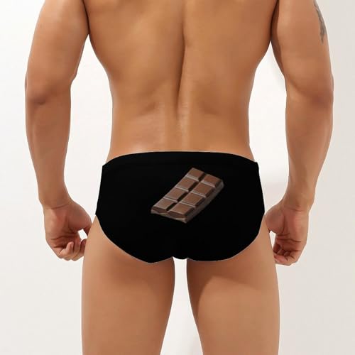 Chocolate Bar Printed Swim Briefs for Men Sexy Bikini Swimwear Elastic Beach Trunks Bathing Suit3