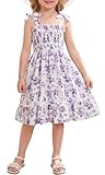 Motif de fleurs : cette jolie robe smockée présente un imprimé floral bohème qui ajoute une touche ludique à n'importe quelle tenue et est une robe d'été midi décontractée incontournable pour les petites filles