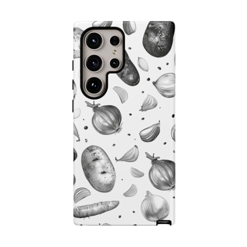 Coque Samsung S24 Ultra rigide mate motif végétal noir et blanc