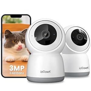 ieGeek 2 Pièces 2K Caméra Surveillance WiFi Intérieur 360° – Camera IP avec Double WiFi (2.4G/5GHz), Détection AI/PIR, Suivi Automatique, Compatible Alexa pour Chien/Bébé/Maison, SC1