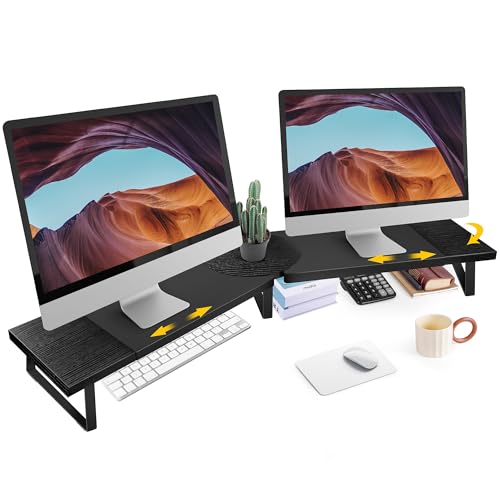 Dual-Monitor Desk Stand with Adjustable Height and Angle