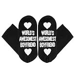 Funny Socks with Saying Worlds Awesomest Boyfriend Girlfriend Cotton Crew Socks Boyfriend Girlfriend...