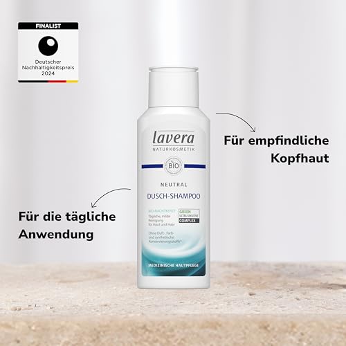 lavera Neutral Dusch-Shampoo – sanfte 2in1 Reinigung für Haut & Haar, mit Bio-Nachtkerze, seifenfrei & hautverträglich, vegan & dermatologisch getestet – 200 ml