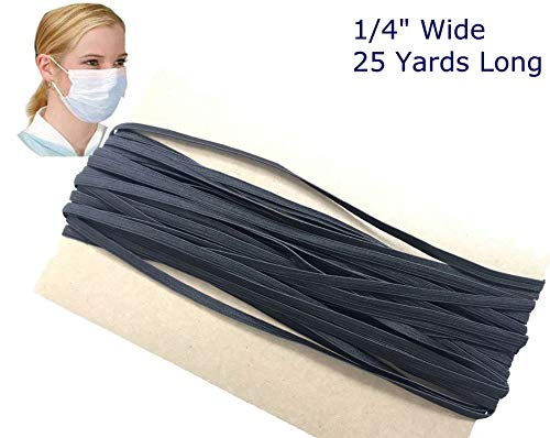 FoamTouch Premium Quality 1/4" Wide 25 Yards Black Heavy Stretch Knit Elastic Band…