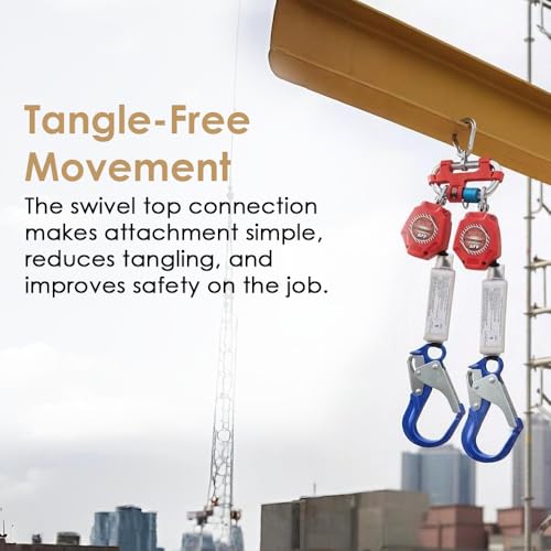 Image of AFP Demon 6 Foot Double Web Leg Self Retracting Lifeline Safety Yoyo, Shock Pack Absorber, Aluminum Rebar Pelican Hook & Aluminum Carabiner Fall Protection Arrest Limiter SRL | OSHA & ANSI Rated