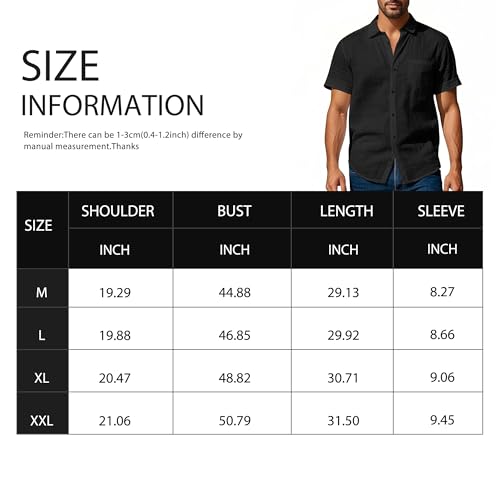 Men's Linen Short Sleeve Shirts Casual Button Down Shirts Vacation Beach Summer Tops with Pocket2