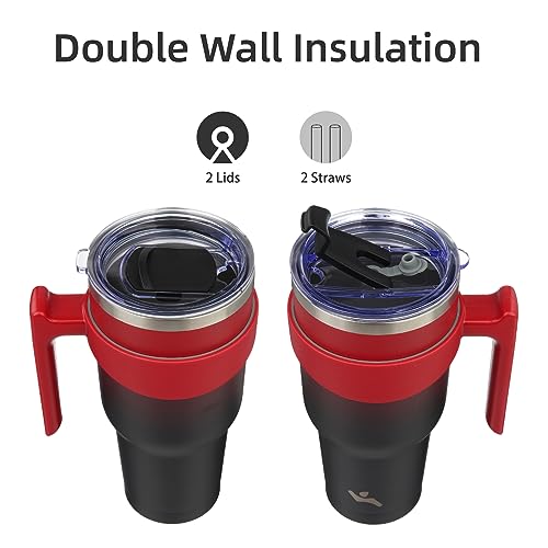 Image of Konokyo 40 oz Tumbler with Handle and Straw, Insulated Travel Mug