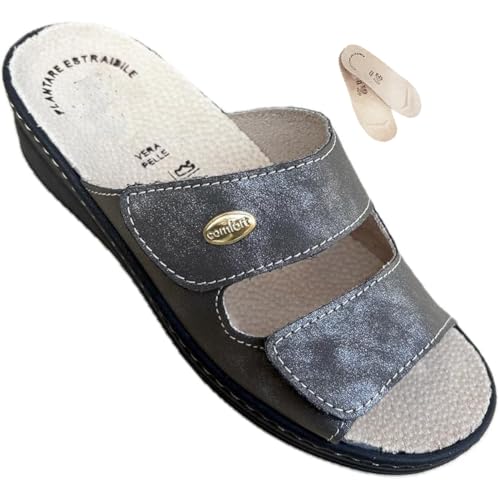 ciabatte Confort DONNA ecopelle regolabili a strappo PREST1GE plantare estraibile