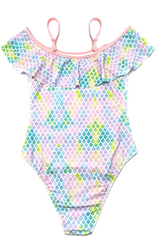 Image of SHEKINI Girls Scoop Neck Bathing Suits Ruffle One Piece Swimsuits Cute Beach Sport Swimwear