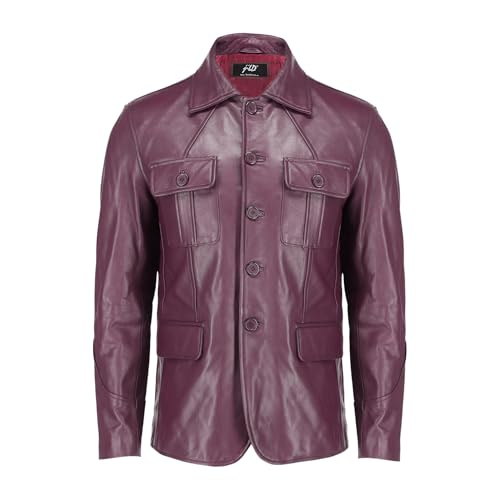 Image of Jild Lambskin Leather Jacket Men Casual Coat - Notched Collar Classic Bond's Style Ultimate Leather Blazer for Men