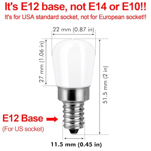 poeland E12 LED Bulb Light 1.5W 230V E12 Base (12mm Thread Diameter) for USA Socket, NOT for European Socket, Pack of 2 Warm White