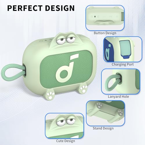 Image of for Anker Soundcore Select 4 Go Speaker Cartoon Cute Silicone Case Cover, Anti Scratch Shockproof Protective Skin Cover Compatible with Soundcore Select 4 Go Bluetooth Shower Speaker (Green)