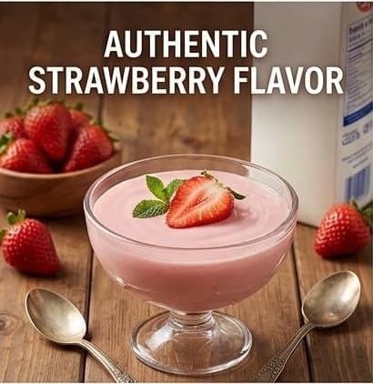 Dr.Oetker Strawberry Pudding Mix, BY FEBORA, Real Strawberry Flavour, Just Add Milk, POUCH, 120g 1
