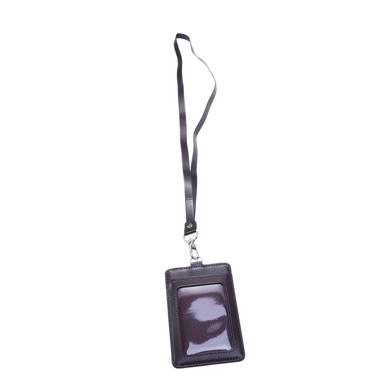 LALAFINA 3pezzi Porta Badge Verticale Pelle Con Laccetto e Clip Girevole Portacarte Id Pu Per Lavoro e Scuola