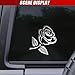 DUSCOKE 3D Rose Car Sticker Decal, Waterproof PVC Auto Bumper Stickers, 3.9'' × 3.1'' Cute Flower Car Window Decals, Vehicle Exterior Decoration Accessories for Wall, Mirror, Laptop (Silver)