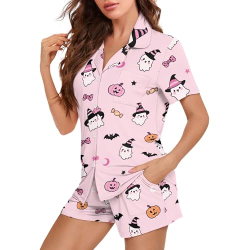 Image of Women's Short Sleeve Sleepwear Pajamas Nightwear with Pockets