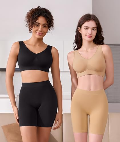 BESTENA 4 Pack Slip Shorts for Under Dress Seamless Smooth Boyshorts Panties Boxer Briefs for Women2