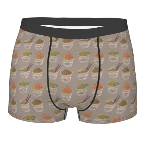 Fideos con Huevo en Taza para Imprimir Calzoncillos Bóxer Resistente Boxer Briefs Cintura Elástica Bóxers para Hombre L