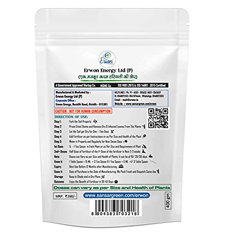 Image of Erwon Zinc Fertilizer, 100% pure, Premium Powerful Fertilizer for Overall Growth of Plants (400 gm)