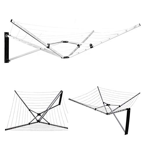 Denny Shop 5 Arm 26m Wall Mounted Folding Cloth Dryer Concertina Clothes Airer Washing Line by Crystals