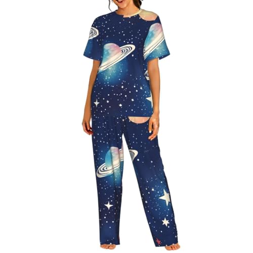 Pyjama court femme motif ciel étoilé vêtement de nuit doux