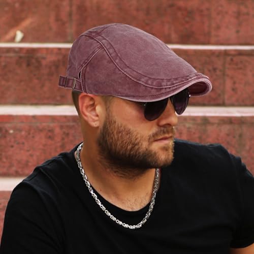 Image of 3Pcs Men's Newsboy Caps Cotton Cooling Hat Adjustable Flat Cap for Men