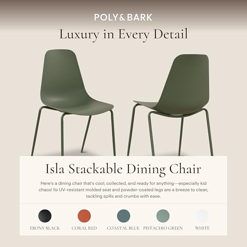 Image of Poly & BARK Isla Stackable Dining Chairs Set of 4 - Mid Century Modern Plastic Dining Chair with Metal Legs - Kitchen & Dining Room Chairs - Dining Table Chairs Set - Indoor /Outdoor - Pistachio Green