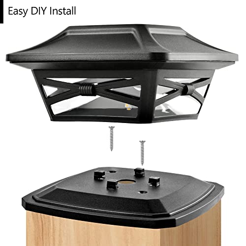 Davinci Lighting Flexfit Solar Outdoor Post Cap Lights - Includes Bases For 4X4 5X5 6X6 Wooden Posts - Bright Led Light - Slate Black (4 Pack) #TOP2