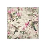 pnyoin Hummingbird Pink Flowers Head Scarf for Women 35' Like Silk Satin Scarf Head Wraps Headband Tie Sleeping at Night Fashion Bandana Headscarf